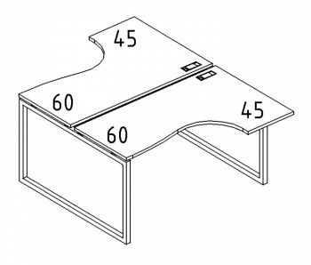 Рабочая станция со столами эргономичными Классика на металлокаркасе QUATTRO (2х160)