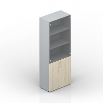 Шкаф для документов (2 двери+2 тонированные двери стекло, ручки алюминий)