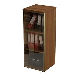 Шкаф для документов средний узкий со стеклянной прозрачной дверью