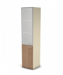Шкаф MDF с прозрачным стеклом 5 уровней узкий, левый