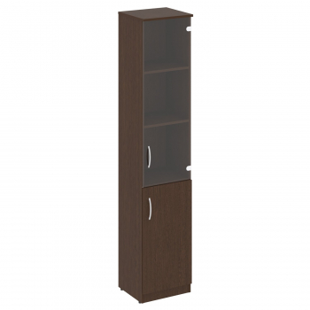 Шкаф высокий узкий (1 низкая дверь ЛДСП, 1 средняя дверь стекло) В.СУ-1.2