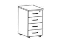 STEEL WOOD - Тумба приставная 4 ящика с замком на верхний ящик