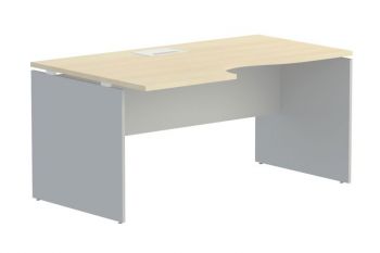 Стол эргономичный на ДСП опорах левый с лючком 108