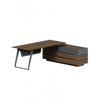 Стол руководителя на опорной тумбе правый QZ.0101.BW + QZ.0201.BW.GF.R