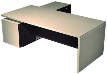 Стол руководителя с лотком экраном и с опорной тумбой правой