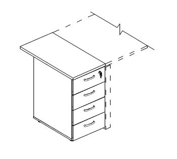 Тумба приставная 4-х ящичная с замком А4 9222 БП