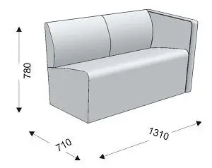 Диванная секция двойная с 1 подлокотником левым ITON. Фото 1