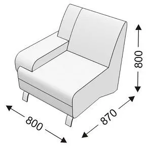 Кресельная секция с 1 подлокотником (правым) KLERK-5. Фото 1