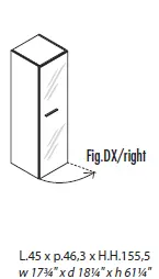 Шкаф средний с цветным стеклом правый 156 912. Фото 1