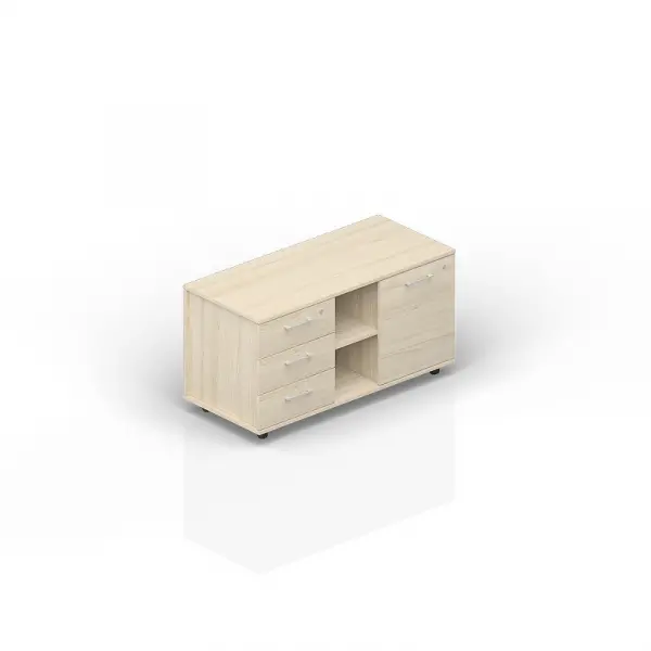 Тумба мобильная сервисная (3 секции, усиленные колёсные опоры, ручки - алюминий) OMU1253S. Фото 1